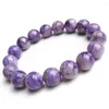 Strand 12,5 mm äkta naturlig lila Charoite Crystal Charm Armband Kvinnliga Stretch Round Pärlor Charmiga bara en