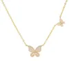 Choker Mode Cuivre Zircon Papillon Pendentif Collier Doux Clavicule Chaîne Bijoux Pour Femmes Fille Minimaliste Fête Cadeau D'anniversaire