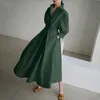Artı boyutu elbiseler 5xl Sonbahar ve Kış Boyutu Kadın Giyim Moda Sokak Sokak Palto Düğmesi Yok Kemer Salıncak Elbise Solid 230509