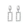 Kolczyki Dangle Fine Pure Platinum 950 Drop For Women Diamond-Facit Prostokąta Zakrop 2,6-2.7G Znaczek PT950