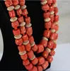 Brincos de colar Conjunto de 3 camadas fantásticas 3 Camadas Africanas Casamento Nigeriano Coral Minchas Luxo Bridal Declaração CNR912