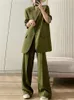 Two Piece Dress Suits for Women 2 Set Solid Notched Long Sleeve Oversized Elegant Blazer Office Ladies High Waisted Pants 230510