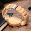 Wristwatches Fashion Men Quartz Wristwatch Wooden No Number Dial Leather Leather Band Top Handmade Bamboo Male Wood Watch Gift Reloj Hombre 230509