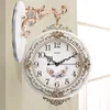 Relojes de Pared, reloj de doble cara, moda creativa, reloj Retro de estilo europeo, arte de sala de estar, Relojes grandes, decoración del hogar EB50WC