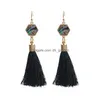 Bengelen kroonluchter nieuwe bohemie etnische stijl lange tassel oorbellen voor vrouwen mode natuurlijke abalone shell hanger oorring je dhgarden dhpj3