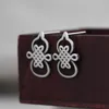 Studörhängen FNJ Kinesisk knut Gourd 925 Silver Original Pure S925 Sterling Earring Women SMYELL MATTE