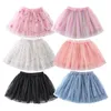 Gonne Ricamo Bambini Ragazze Gonne a rete Principessa Pretty Stars Paillettes Pieghettato Tutu Floral Girl Lace Faldas Abiti da ballo 230510