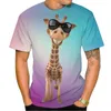 T-shirt da uomo Summer Funny T-shirt da uomo Top Stampa 3D Giraffe Animal Tees O-Collo Camicie oversize Abbigliamento uomo Uomo Casual Streetwear Short 230510
