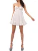 Casual Dresses Women's Summer Short Sling Dress White Sleeveless Halter Swiss Dot A-line Bandage For Party Night Club Streetwear Y2k