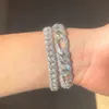 Vente 925 en argent massif 13 mm de large avec 2 rangées de diamants Moissanite Bracelet à maillons cubains pour bijoux Hiphop