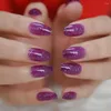 Fałszywe paznokcie Grace Purple Jelly Balerina wypełniona brokatem sztuczne paznokcie średnie zestawy trumny 24pcs/torba