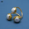 Bröllopsringar smycken naturligt sötvatten pärla med guldpläterad ram liten finger för kvinnor gåva justerbar klassiker