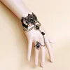 Charm Bracelets Gothic Steampunk Lace Bracelet Jewelry Bangles With Ring Wrist Cuff Fingerless Gloves For Women Halloween Costume