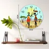 Wall Clocks African Woman Tree Chat Sun PVC Digital Clock Modern Design Living Room Decor Large Watch Mute Hanging