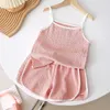 Clothing Sets 4Years Halter Tops andShorts Piece/Set Kids Pure Color Sleeveless Tracksuits For Boys And Girls New Simple Loose Vest