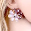 Boucles d'oreilles HAHATOTO ronde fleur forme violet couleur cristal perlé Boho déclaration de mode pour les filles bijoux à la mode