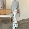 Двух кусочков Spring Women Fashion Foral Print Party Set Casual Ship Asymmetric Atbits Vintage High Street Suits 230509