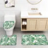 Duschgardiner grönt blad badrum gardinuppsättning badmatta uppsättningar med krokar som inte slipar pedestal mattan toalettskydd