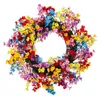 Decorative Flowers Spring Wreath Colorful Arrangement For Front Door Wall Blooming Flower Window Farmhouse Party