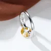 Pierścionki ślubne Bridal Obietnic Bet Big Round Yellow Stone for Women Srebrny kolor cyrkon zespoły Walentynkowe Prezenty biżuterii