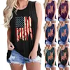 Women's T Shirts Ladies American Independence Day Flag Print Round Neck Pullover Vest Casual Loose T-Shirt Street Wear Women Summer Top