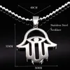 Pendant Necklaces 2023 Hamsa Hand Stainless Steel Chain Necklace Women Jewelry Silver Color & Pendants Jewellery Erkek Kolye N74165B