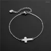 Charm Bracelets 30pcs/lot Mixed Stainless Steel Heart Cross Star Charms Chain Bracelet Women Silver Color Fashion Jewelry Wholesale