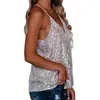 Femmes Débardeurs Camis Vintage Sexy Femmes Sequin Gilet Sans Manches D'été Camisole Casual VNeck Débardeurs Mode Lâche Pull Blouse Streetwear 230509