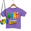 남자 T 셔츠 Stumble Guys 소년 소녀 만화 T 셔츠 여름 짧은 소매 탑 아동복 Camiseta Children Anime o-neck Tee