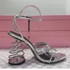 Äkta damer 2024 Kvinnor Real Leather Sandals Alien Spiral Wedge High Heel