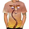 Camisetas masculinas de verão Camiseta masculina Tops 3D Imprimir girafa Animal Tees O-pescoço de grandes dimensões Camisas masculinas masculino de streetwear casual curto 230510