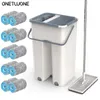 Mop Floor Set Automatic Spin Panno sostituibile Lavaggio a mano libera Flat Squeeze Strumenti per la pulizia della cucina domestica magica 230510