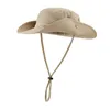 Chapéus largos Balde Connectyle Men Boonie Sun Sun Ajustável Safari de algodão respirável com protetora UV Strap Caps Outdoor 230509