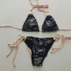Damen-Bademode, fester Bikini, sexy Badeanzug, Neckholder-Badeanzug, Pailletten-Set, Strandkleidung, Monokini 230509