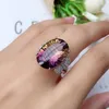 Fin Rainbow Topaz Promise Ring 925 Sterling Silver Engagement Wedding Band Rings for Women Bridal Gemstones Finger Jewelry Gift