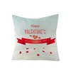 枕ケースロマンチックなバレンタインデー装飾枕カバーレッドハートシェイプレタークッションカバーリネンチェアスロー