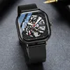 Orologi da polso orologio scheletro quadrato orologio meccanico automatico per uomini affari casual impermeabile luminoso da polso luminoso reloj hombre