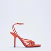 Sandaler High Heel Sandal For Women Shoes Lady Suit Female Pink Ankle Strap Stor högklackad ny Orange Summer Comfort Fashion 230417