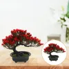 Decorative Flowers Potted Plants Artificial Decor Outdoor Pots Fake Succulents Red Home