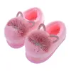 Slipper Kids Slippers Winter Children Cotton Shoes Winter Warm Pink Furry Rabbit Ears Pattern Non-slip Baby Girl Slippers Kids Shoe 230510