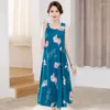 Casual Kleider Sommer Ärmelloses Kleid Frauen Elegante 2023 Lose Vintage Print Boho Lange Kleidung