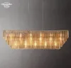 Sirene Clear Glass Rectangular Chandeliers Modern Retro LED Pendant Lights for Dining Room Living Room Bedroom Hanging Lamps Lustre