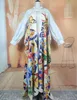 Etniska kläder Mellanöstern Muslim Lady Boho Tryckt Silk Collar Long Sleeve Cardigans African Free Size Lose Kaftan Ramadan Kimonos 230510