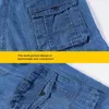 Herr shorts jeans sommarbockar multisidan ficka casual Bermuda manlig rak långblå denim Löst last Män 230510