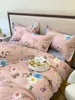 Ensembles de literie Svetanya Rose Papillon Pastorale Floral Literie Coton Égyptien Ensemble Reine King Size Drap Housse Housse de Couette 230510