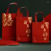 Emballage cadeau mariage rouge style chinois retour sac en papier à main taille de fête haut de gamme