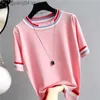 T-shirt femme Poleras Mujer 2022 New Striped Thin Ladies Tops Summer T-shirt Femme Tricot T-shirt Femme À Manches Courtes Mode Femme Vêtements T230510