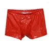 Heren shorts Men Faux Leather Boxer Brief Wetlook latex onderbroek Trunks ondergoed ondergoed Glanzende boksers zachte bokserslagen mannelijk slipje