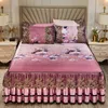 Gonna da letto Luxury Lace Smooth Cool Summer Copriletto Tappetino in seta di ghiaccio Home Bed Gonna Federa Lenzuola Lce Ricamo in seta Copriletti 230510