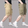 Männer Shorts Casual Sommer Outdoor Baumwolle Knie Länge Tasche Cargo Strand Hose Mode Lose Große Größe Hosen für Männer kleidung 230510